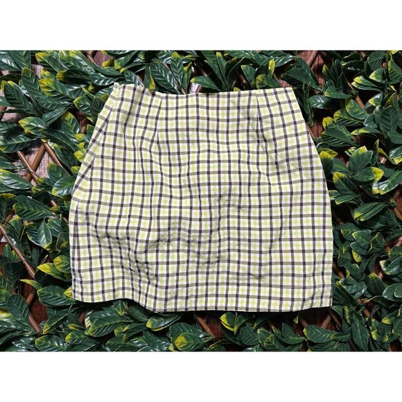 Rhode Green Brown Checkered Preppy Mini Skirt Size 4 - Picture 1 of 7